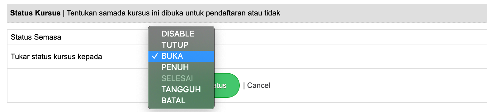 status kursus